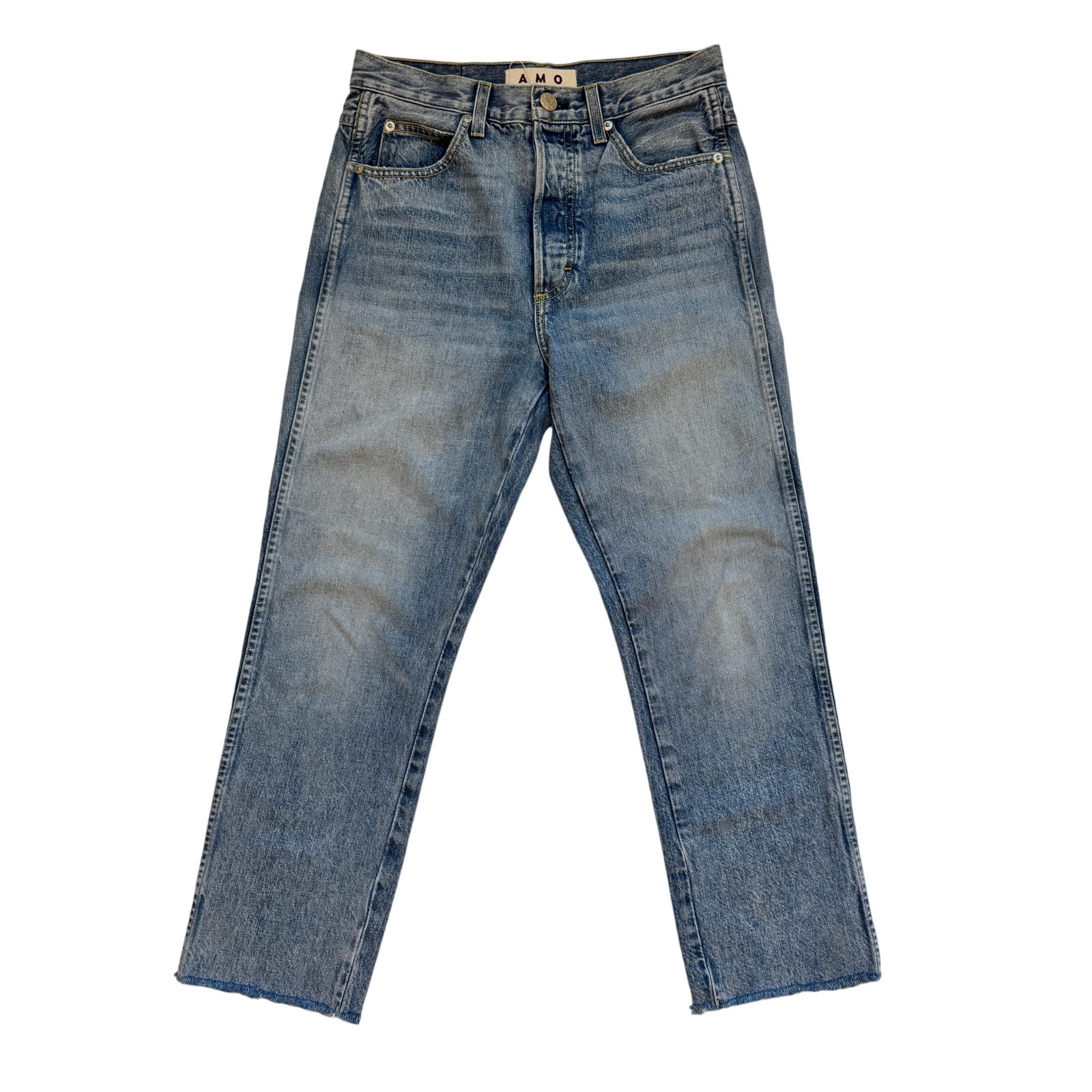 Amo Loverboy Wanderer Jeans Women's 26 Straight Raw Hem Button Fly Usa Premium
